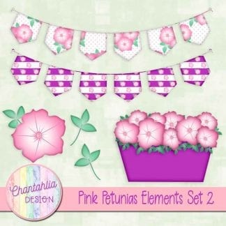 Free pink petunias design elements