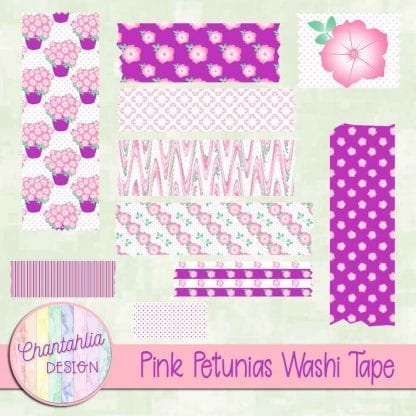 Free pink petunias washi tape