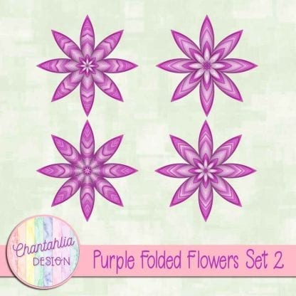 Free purple folded flowers embellishments