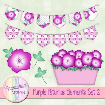 Free purple petunias design elements