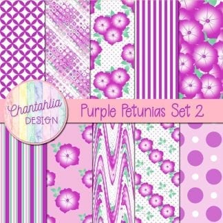 Free purple petunias digital papers