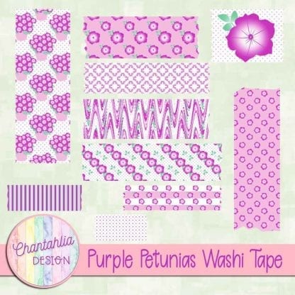 Free purple petunias washi tape