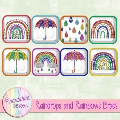 Free brads in a Raindrops and Rainbows theme