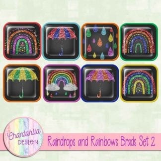 Free brads in a Raindrops and Rainbows theme