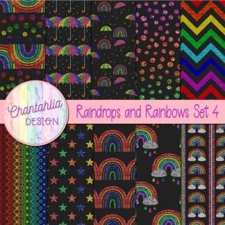 Free digital papers in a Raindrops and Rainbows theme