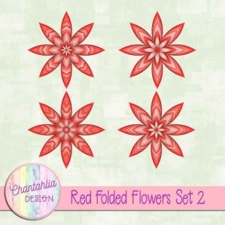 Free red folded flowers embellishments