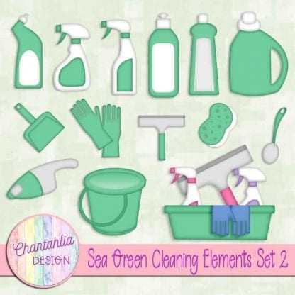 Free sea green design elements in a Cleaning theme.
