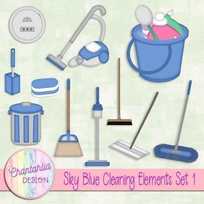 Free sky blue design elements in a Cleaning theme