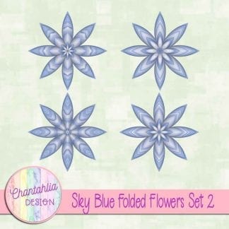 Free sky blue folded flowers embellishments