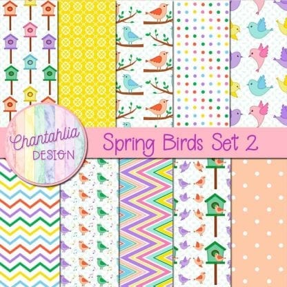 Free digital papers in a Spring Birds theme