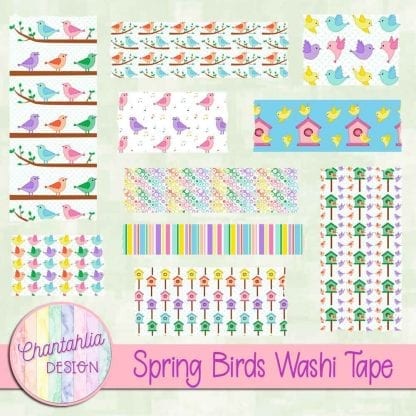 Free washi tape in a Spring Birds theme