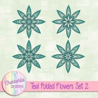 Free teal folded flowers embellishments