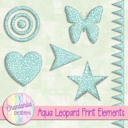 Free design elements in an aqua leopard print style.