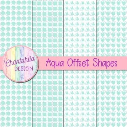 aqua offset shapes digital papers