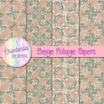 Free beige digital papers with foliage designs