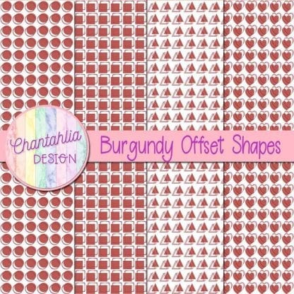 burgundy offset shapes digital papers