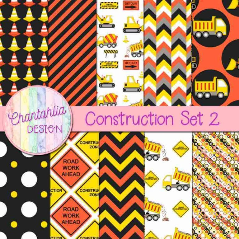 Free Construction Digital Papers for Digital Scrapbooking