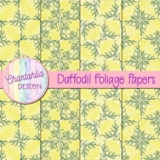 Free daffodil digital papers with foliage designs