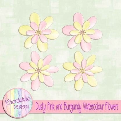 free dusty pink and burgundy watercolour flowers