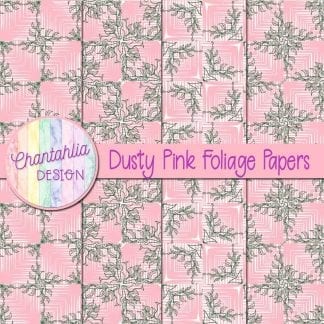 Free dusty pink digital papers with foliage designs