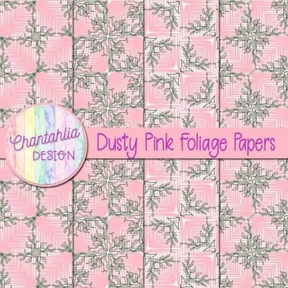Free dusty pink digital papers with foliage designs