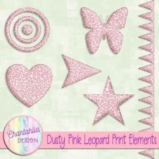 Free design elements in a dusty pink leopard print style.