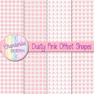 dusty pink offset shapes digital papers