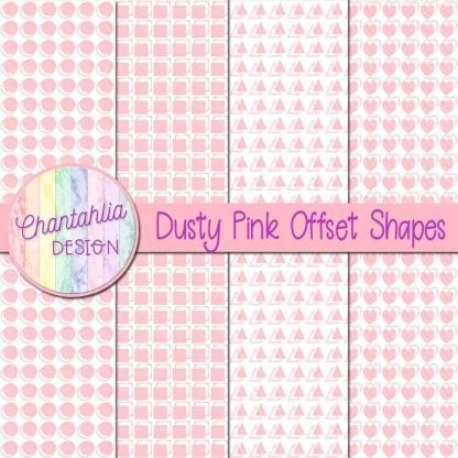 dusty pink offset shapes digital papers