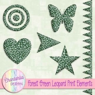 Free design elements in a forest green leopard print style.
