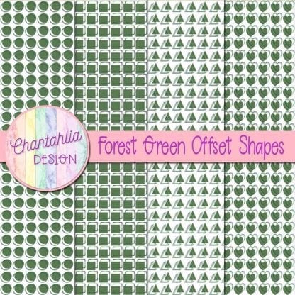 forest green offset shapes digital papers