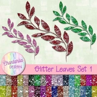 Free glitter leaves design elements