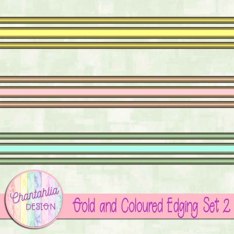 Free Gold and Coloured Edging for Digital Scrapbooking