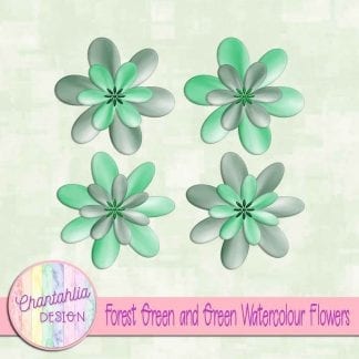 free green and forest green watercolour flowers