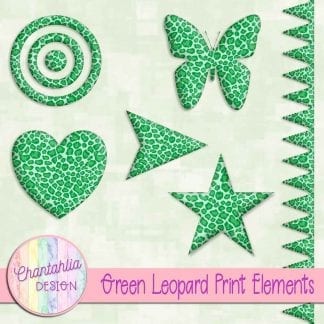 Free design elements in a green leopard print style.