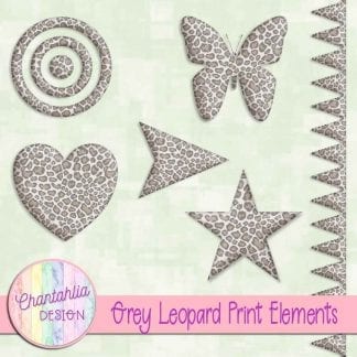 Free design elements in a grey leopard print style.
