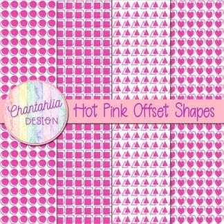 hot pink offset shapes digital papers