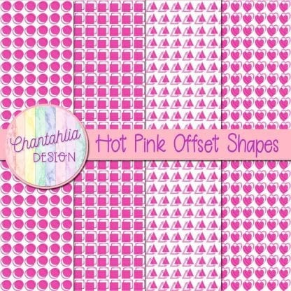 hot pink offset shapes digital papers