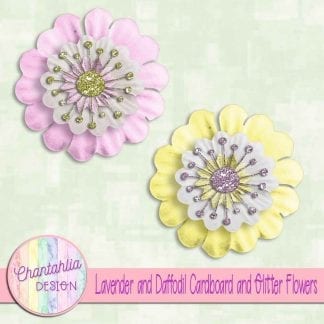 free lavender and daffodil cardboard and glitter flowers