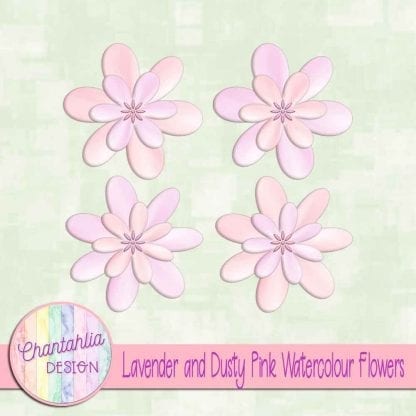free lavender and dusty pink watercolour flowers