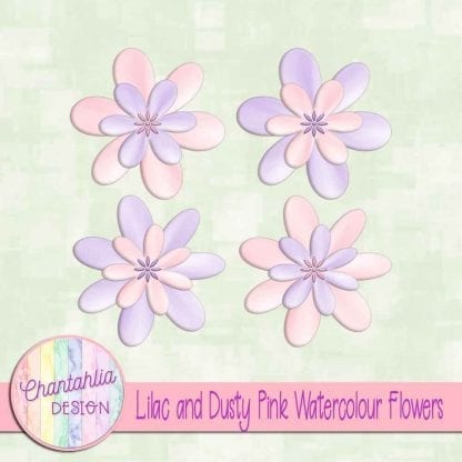 free lilac and dusty pink watercolour flowers