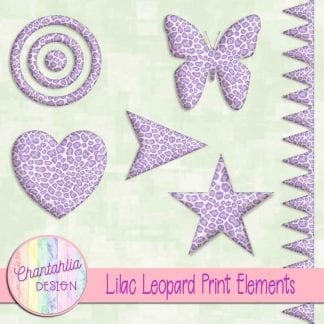 Free design elements in a lilac leopard print style.