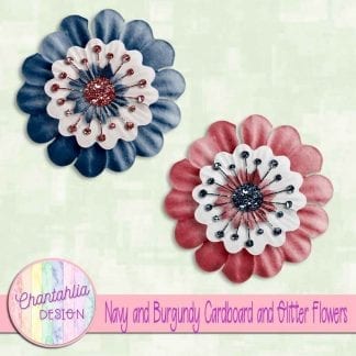 free navy and burgundy cardboard and glitter flowers
