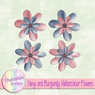 free navy and burgundy watercolour flowers