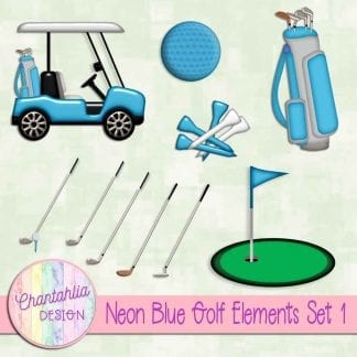 Free design elements in a Neon Blue Golf theme