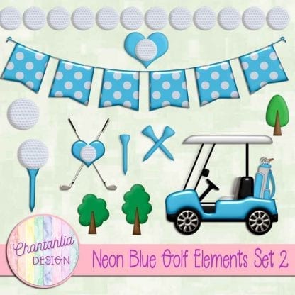 Free design elements in a Neon Blue Golf theme