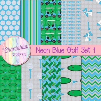 Free digital papers in a Neon Blue Golf theme