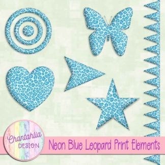 Free design elements in a neon blue leopard print style.