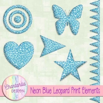 Free design elements in a neon blue leopard print style.