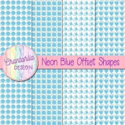 neon blue offset shapes digital papers