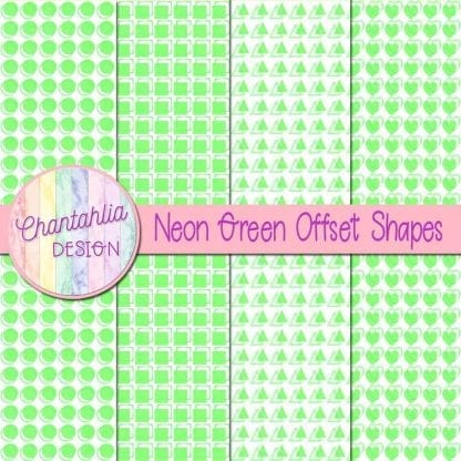 neon green offset shapes digital papers